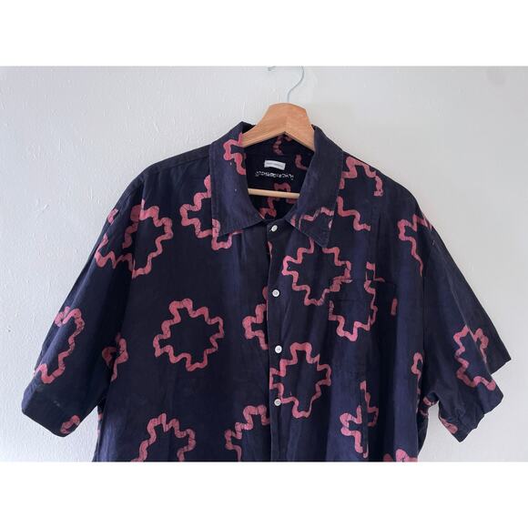 POST-IMPERIAL Ijebu Camp Shirt Hand Dyed Patterned Short Sleeve Button Up Sz XXL - Picture 3 of 10